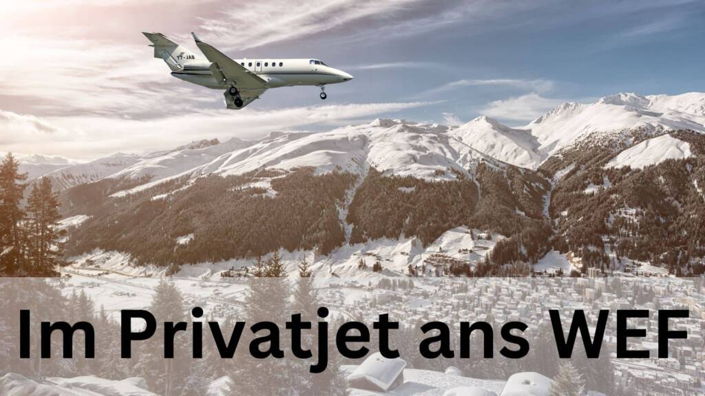 Privatjet über dem WEF in Davos